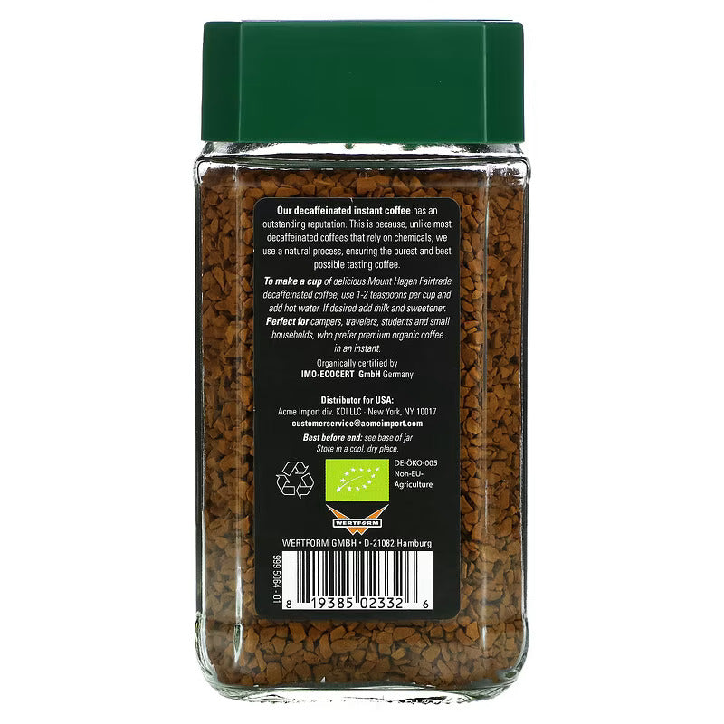 Mount Hagen, Organic Fairtrade Instant Coffee, Decaffeinated