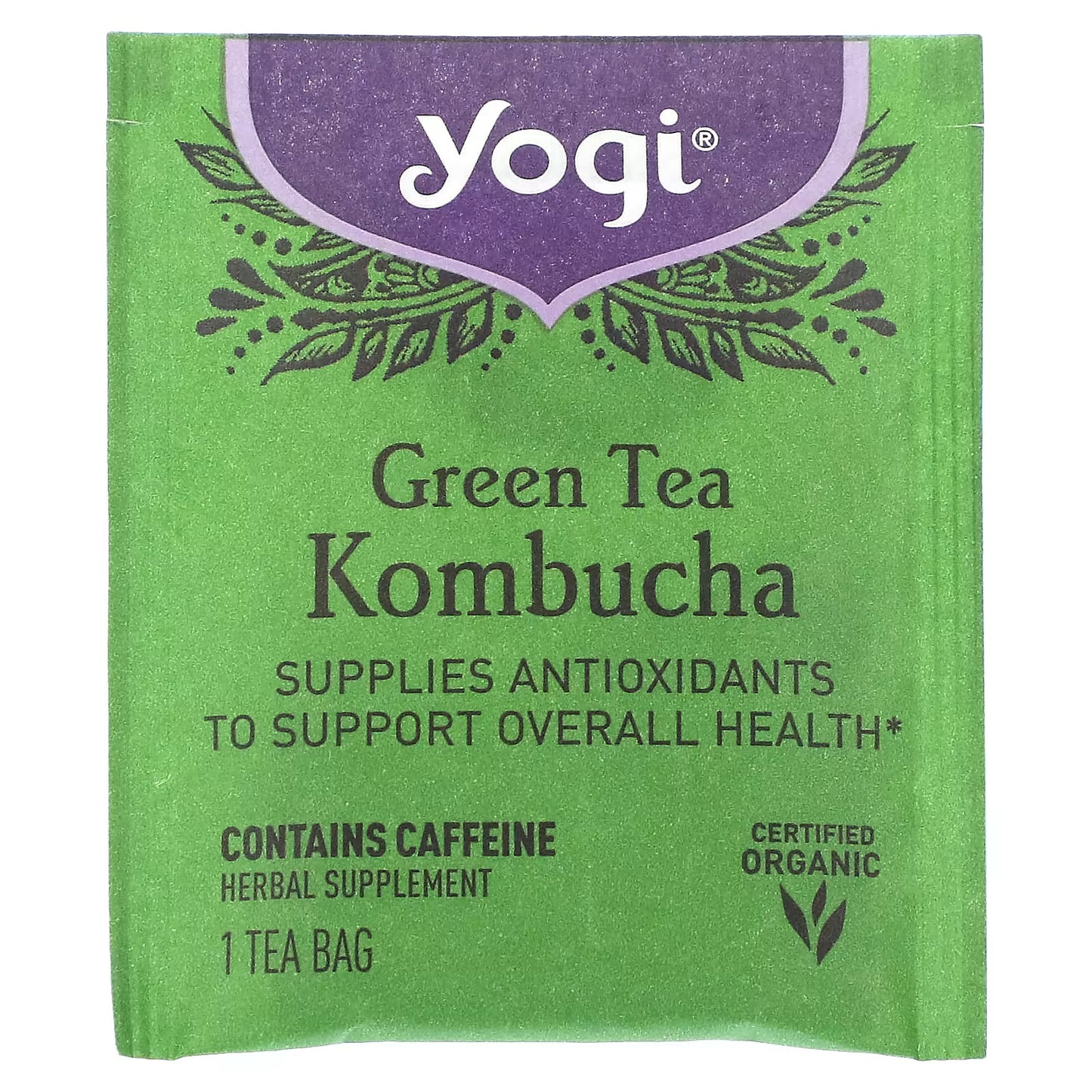 Yogi Tea, Green Tea Kombucha, 3 PACKETS of 16 Tea Bags