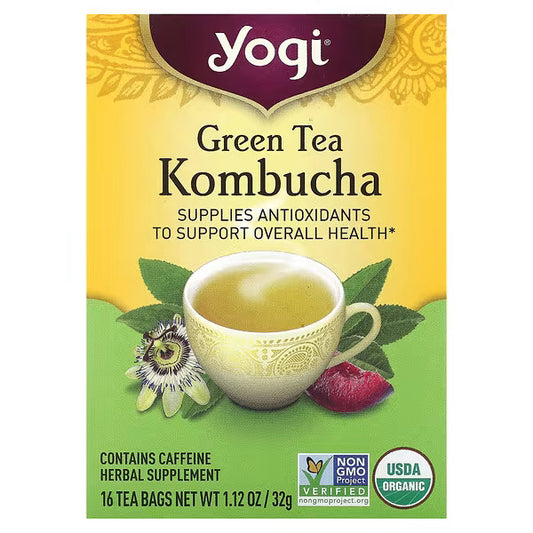 Yogi Tea, Green Tea Kombucha, 3 PACKETS of 16 Tea Bags