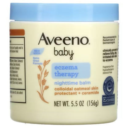 Aveeno, Baby, Eczema Therapy, Night time Balm, Fragrance Free, 5.5 oz (156 g)