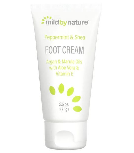 Mild By Nature, Peppermint & Shea Foot Cream with Argan & Marula Oils, 2.5 oz (71 g)